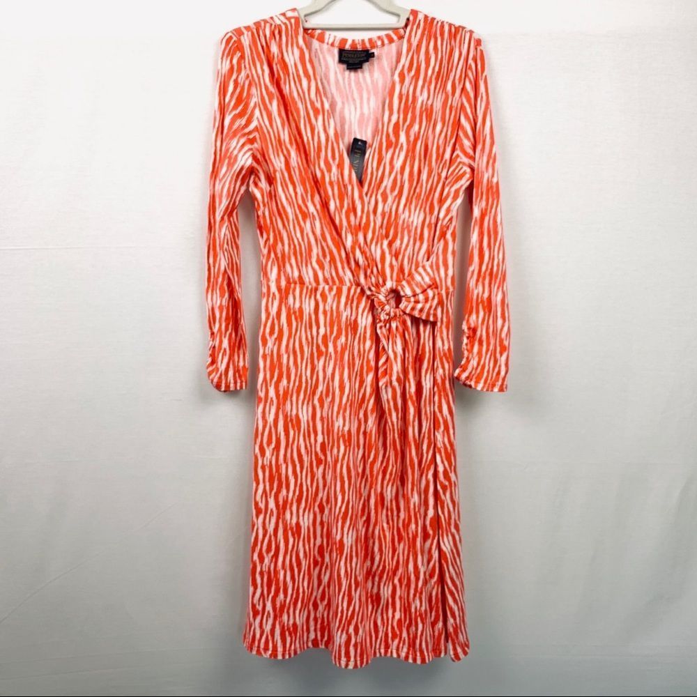 Pendleton Pink & White Faux Wrap Dress Small